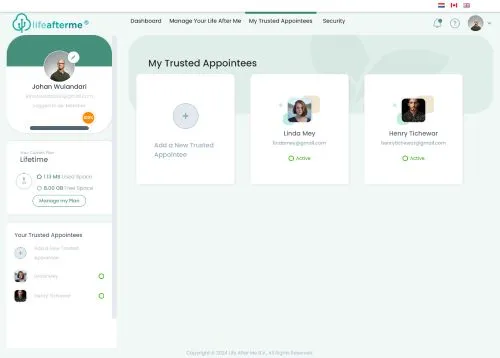 Trusted Appointees, designated by you to access relevant information