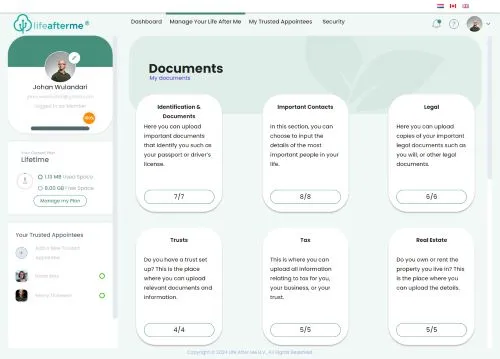 Upload and organise all your documents in our clear dashboard